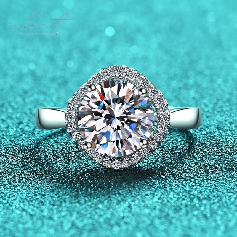 Silver 925 Original 3 Carat Brilliant Cut Diamond Test Past D Color Moissanite Cushion Shape Ring for Teen Girls Fine Jewelry
