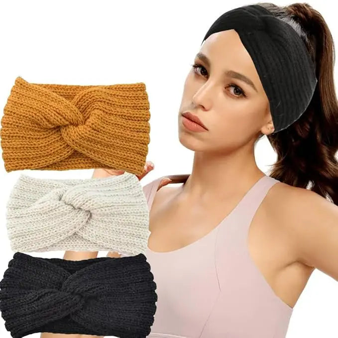 Stock Winter Knit Chunky Headbands for Women Crochet Turban Knitted Ear Warmer Head Wrap Winter