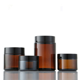 Wholesale 30g 50g 60g 100g 120g 150g 250g Cosmetic Containers Amber Face Cream Glass Jar with Black or Golden Screw Top