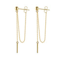 APE52 RINNTIN Threader Earrings Chain 925 Sterling Silver Bar Dangle Earrings for Women Teen Girls