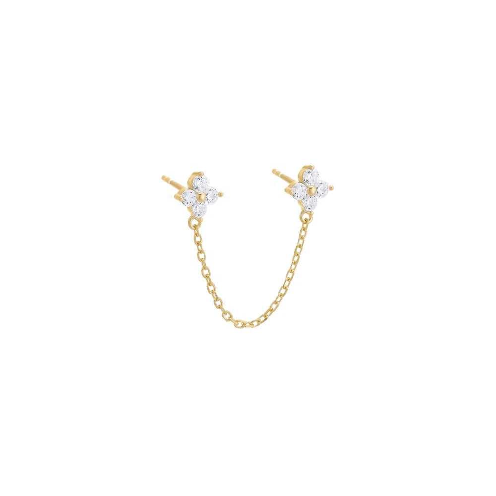 LOZRUNVE Jewelry Factory China Fashion Double Pierced Clover Chain Earring Findings