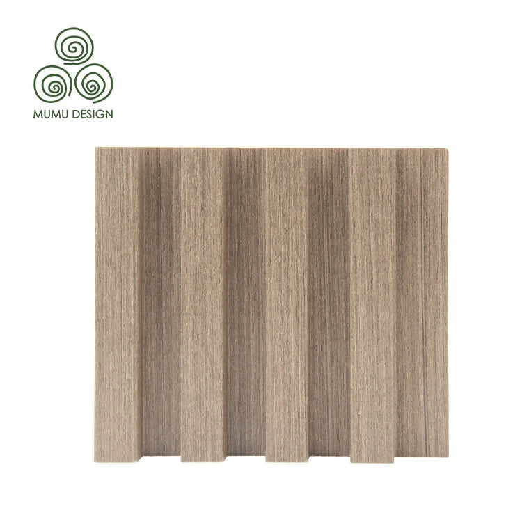 MUMU Composite Wooden Effect PVC Manufacture Factory Vinyl 3D Groove Wood Slat Plank Wall Panel