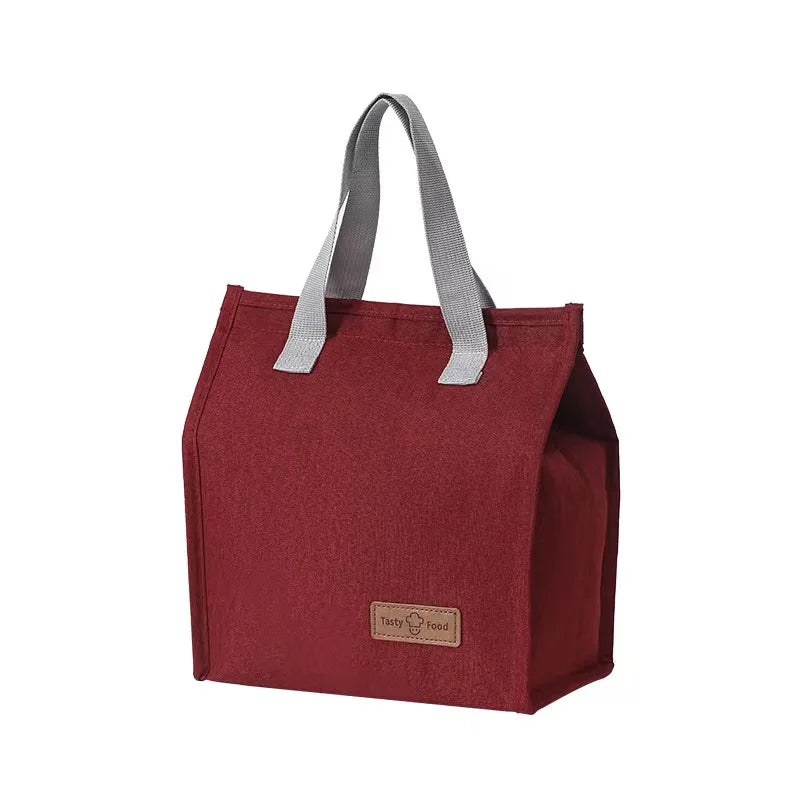 New Polyester Letter Pattern Waterproof Bento Thermal Lunch Bag Insulated Portable for Students & Picnic Use