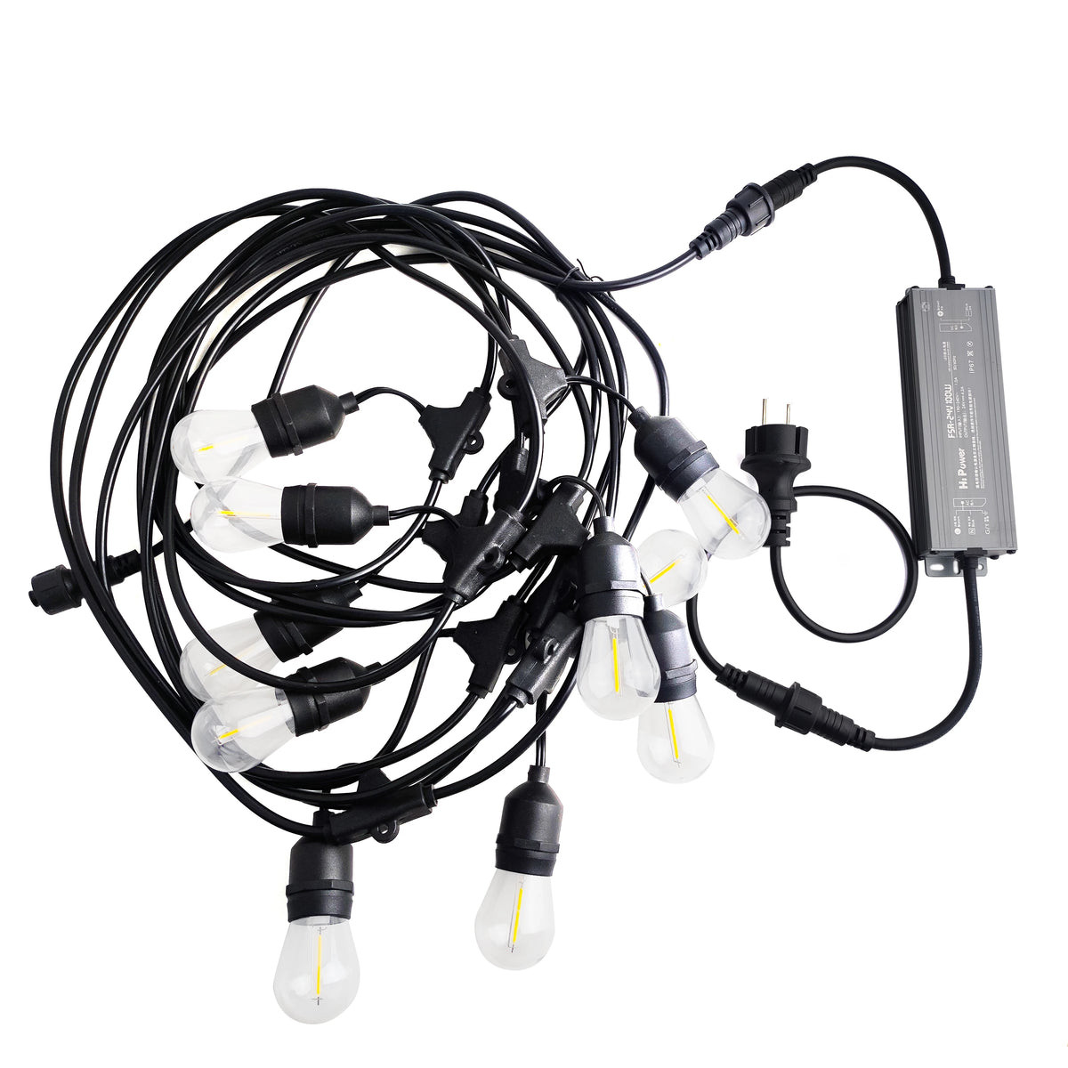 24V Festoon String Lights Waterproof 15m E27 S14 LED Retro Filament Bulbs Outdoor Fairy Lights for Wedding Garden Decor