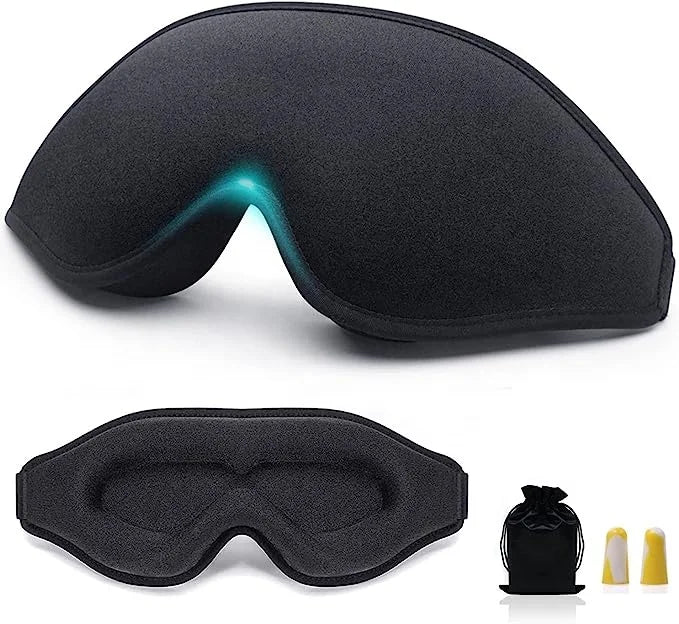 Adjustable 3D Eye Sleeping Mask Comfortable Blackout Eyemask for Travel Night Use for Kids Women Men with Carry Pouch