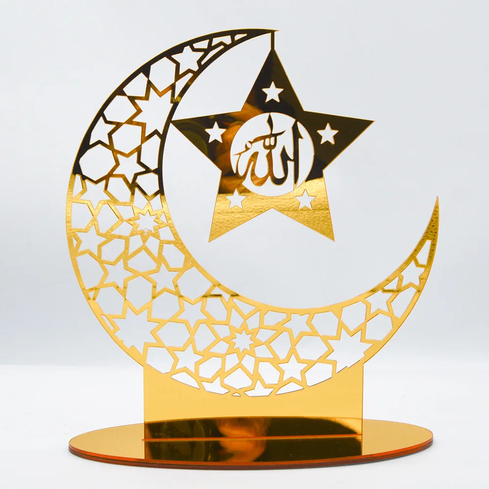 Muslim Islamic Eid Mubarak Festival Acrylic Ornaments Table Decoration Acrylic Desktop Decoration for Muslin Ramadan Party Gift