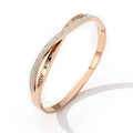 Minimalist 316L Stainless Steel Rose Gold Color Hollow Roman Numerals Diamond  X Cross Bangle Bracelet