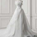 Jancember QD06197 Classic Organza Strapless Sleeveless Chapel Train Wedding Dress