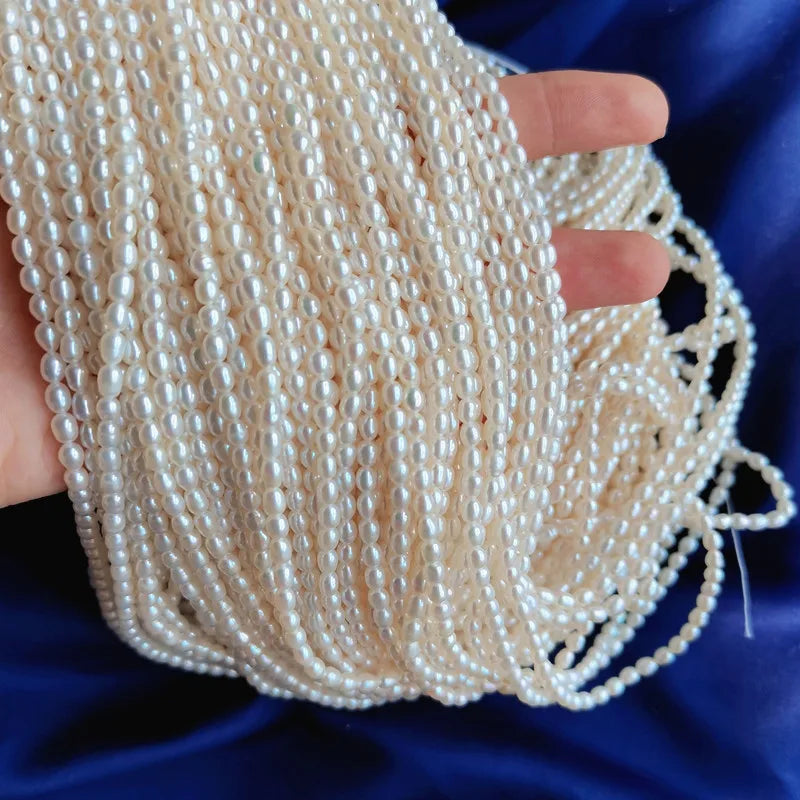 Wholesale Classic Strands AAAA Natural Tiny Rice Freshwater Pearls 3mm for Wedding Engagement Party