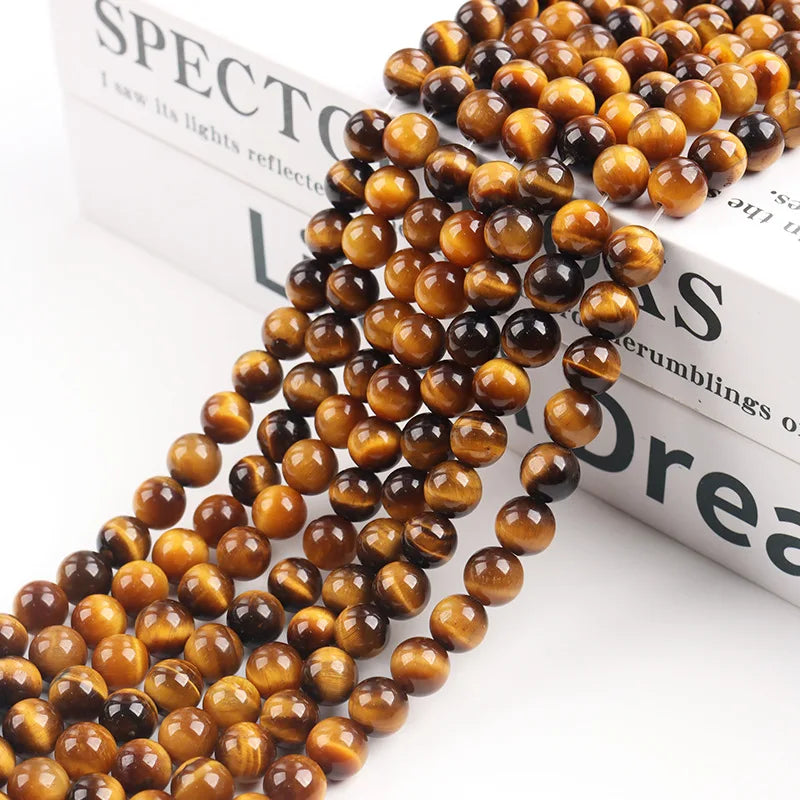 JC Wholesale tiger Eye Natural Stone Beads 8mm High Quality 5A Level tiger Eye Beads for Bracelet Making