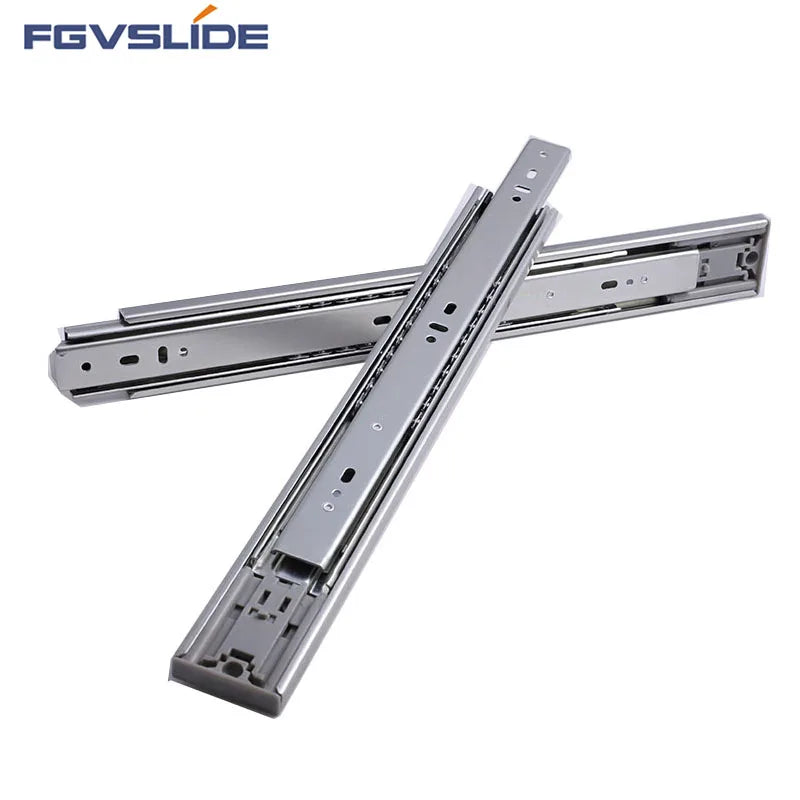45mm Furniture Hardware Full Extension 3-fold Push to Open Sliding Rail Telescopic Ball Bearing Slide