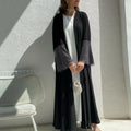 MQ085  Modest Dress Black Plain  Open Abaya