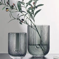 China Home Decor Wholesale New Style Hand Made Clear Transparent Gray Decorative U Shaped Smoked Glass Vase