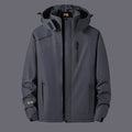 Men's Autumn Winter Coated Woven Waterproof Bomber Style Windbreaker Jacket Breathable Canvas Hood Collar Zipper Cotton Outdoor