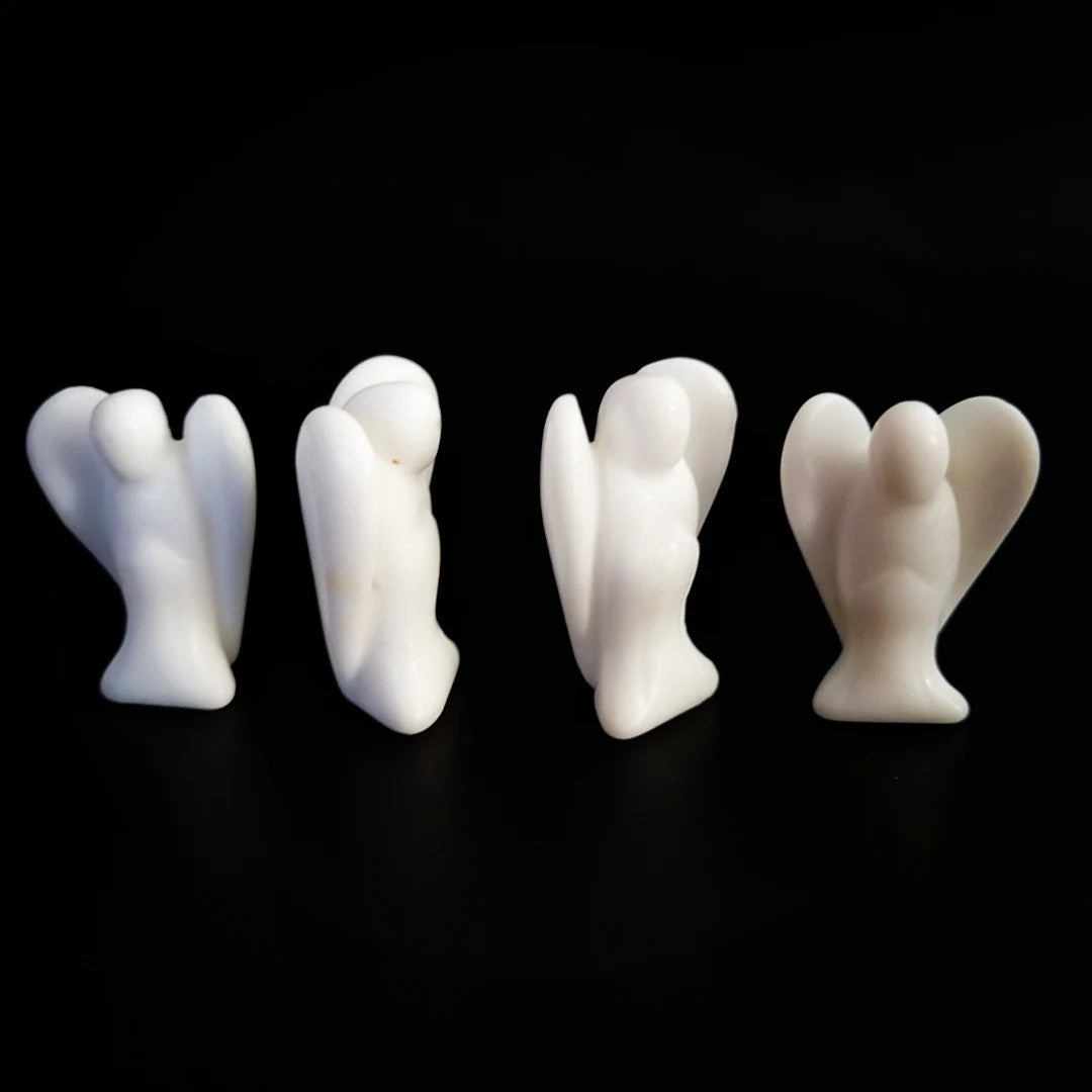 Huiying 1.5 Inch White Jade Statue of Angel Sculptures Crafts