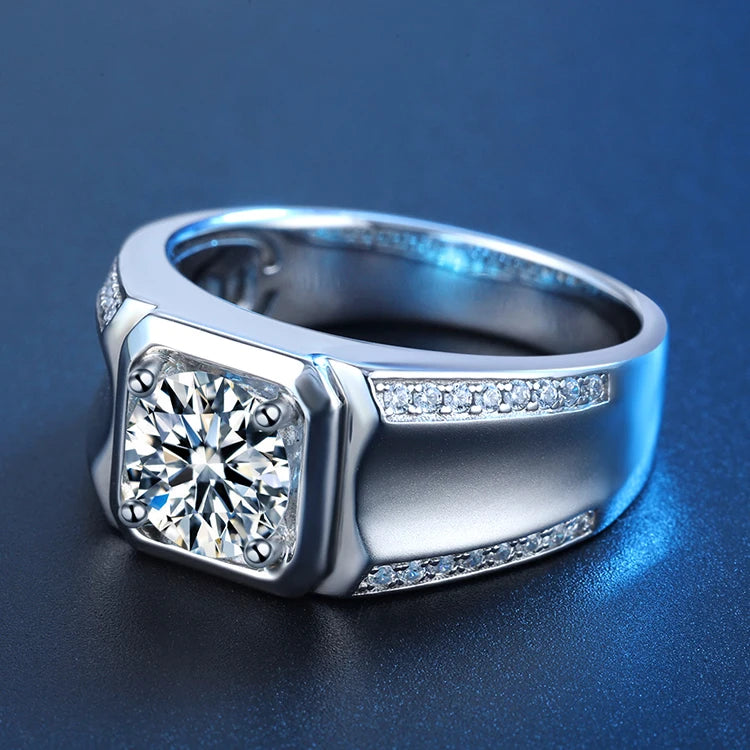 Moissanite Ring 925 Silver Vvs Gold Plated Wedding Rings GRA Certified Moissanite Band Ring