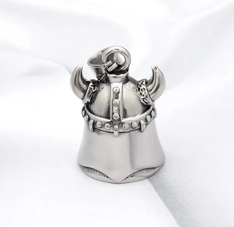 New Design Cross Ox Stainless Steel Retro Good Luck Bell Guardian Motorcycle Bell Pendant Necklace