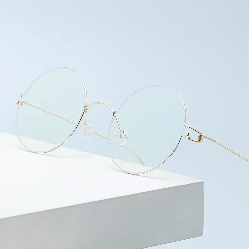 High Quality Super Light Titanium Anti Blue-ray No Screw Eyeglasses Frame Women Men Fashion Round