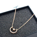 Fashion Gold Plated Double Heart Crystal Necklace Pendant for Women and Girlfriends' Birthday Party Wedding Jewelry