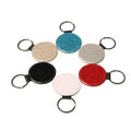 Personalized Diy Printed Glitter PU Leather Keychain Blank Sublimation Round Shape  Keychains