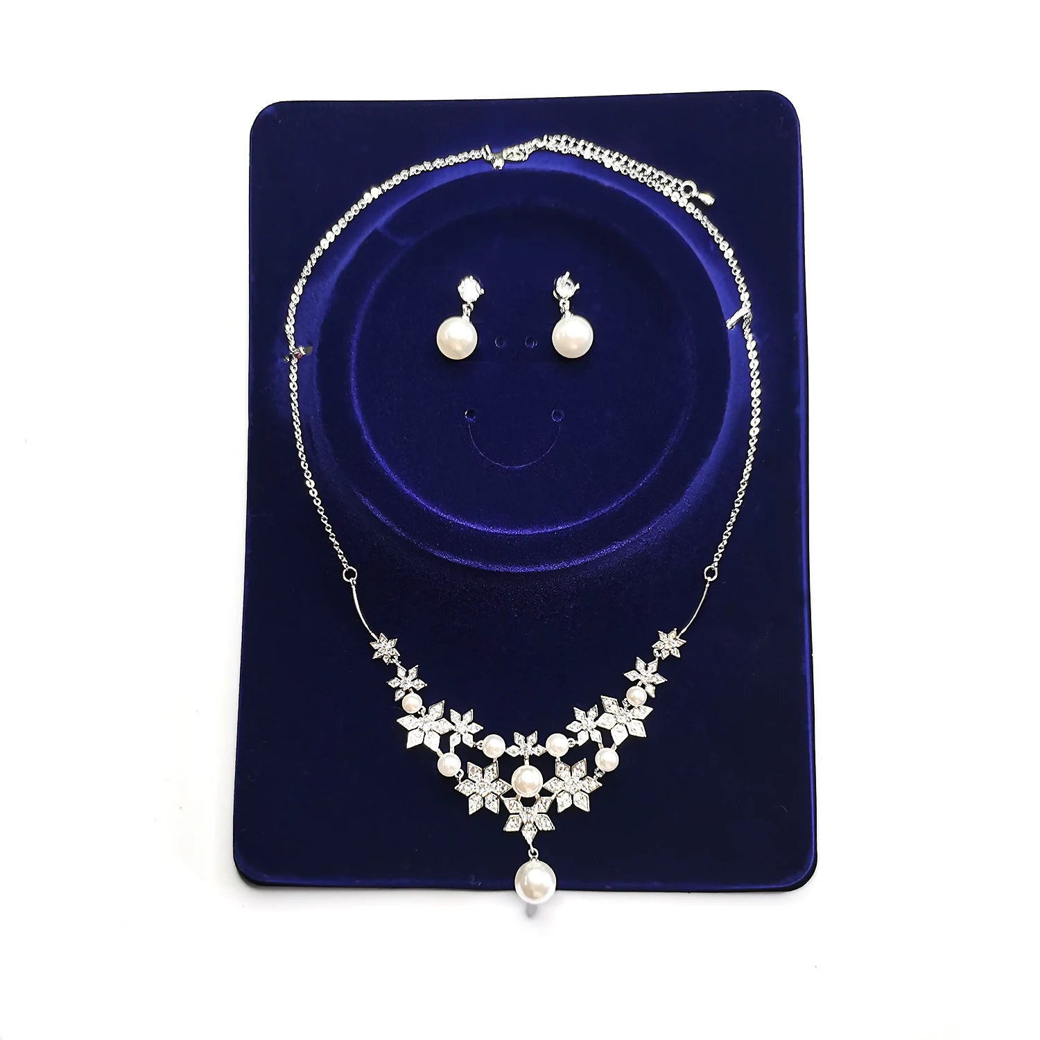 Wholesale Geometric Flower Wedding Jewelry Sets for Women Cubic Zirconia Bridal Necklace and Earring for Parties Engagements
