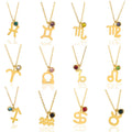 2025 New 18k Gold Plated Stainless Steel Zodiac Necklace Multicolor Zircon Necklace Trending Necklace 2025 for Women