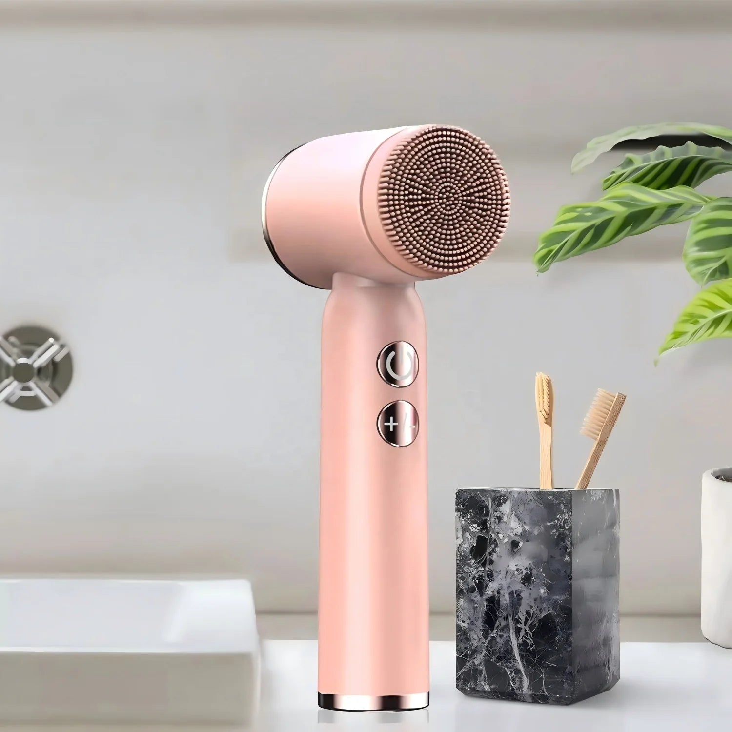 Facial Cleansing Brush with 6 Brush Heads Face Sonic & Rotation Deep Wash Brush Massager Skin Care Rechargeable IPX6 Waterproof
