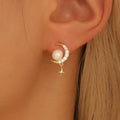 Wholesale High-End Women's Trendy Stud Earrings Simple Elegant Korean Japanese Fashion Freshwater Pearl Moon Copper Gifts