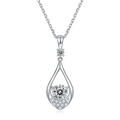 Hanyu 925 Sterling Silver White Gold Plated Teardrop Moissanite Diamond Gemstone Pendant Necklace