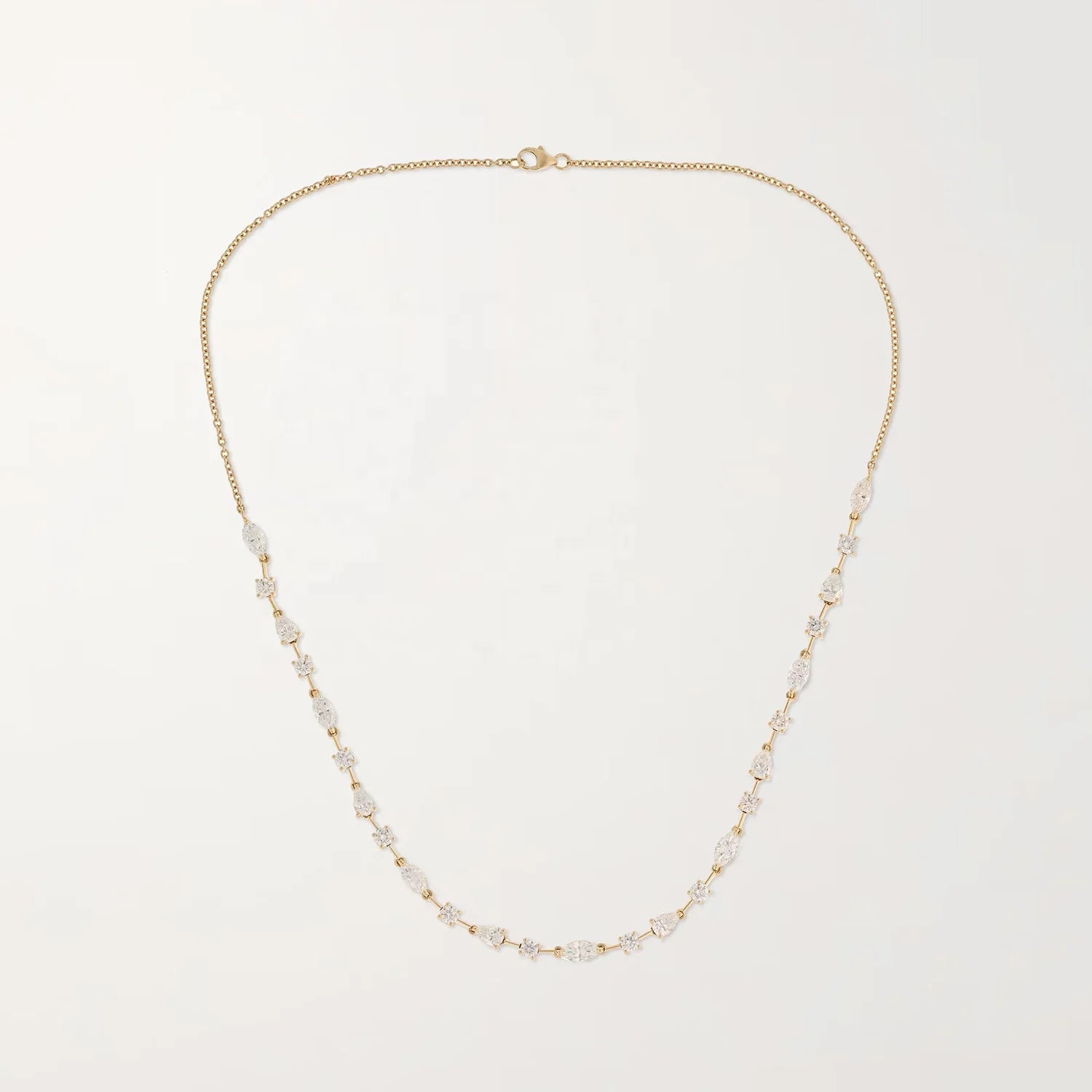 LOZRUNVE 925 Silver Gold Multi Shape  Pear Half Tennis Necklace Choker