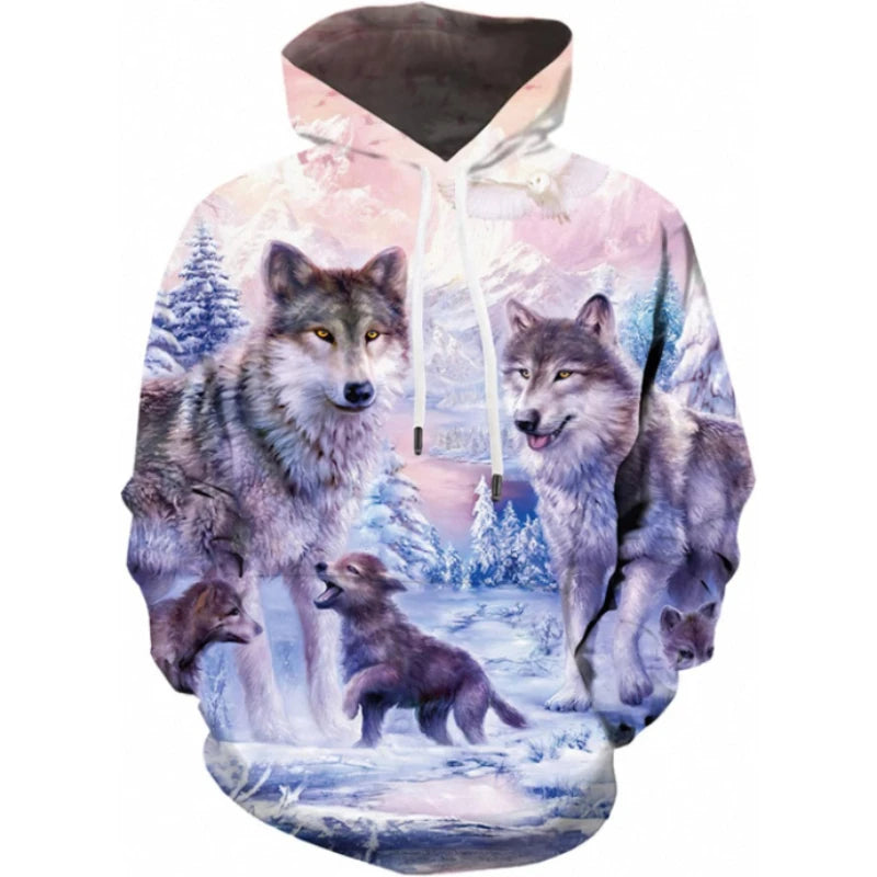 Fitspi Wolf Hoodies Men Custom Stock Hoodie 3d Women Sweatshirt Pullover Graphic Wholesale