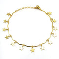 Fashion Trendy Korean Brass Alloy 18k Gold Five-point Star Bead Charm Dangles Anklet Tassels Foot Ankle Bracelet Jewelry