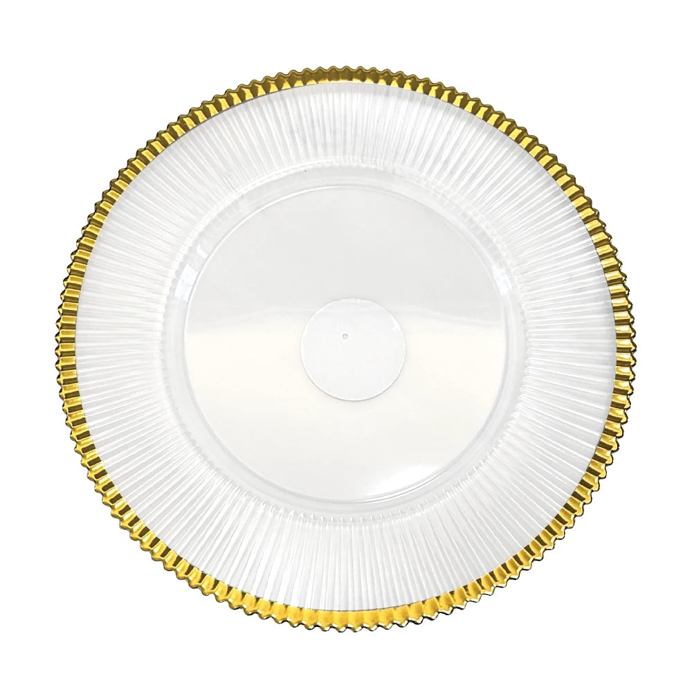 Wholesale Cheap Eco-Friendly Plastic Gold Trim Underplates Transparent Clear Acrylic Charger Plates for Wedding