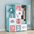Modern Foldable Extendable Convertible DIY Children's 10-Door 1-Hanger Plastic Wardrobe Storage Cabinet