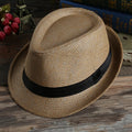 Fashion Men Rolled Hollow Jazz Hats Paper Straw Fedora Hat Summer Beach Sun Straw Panama Hat