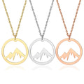 Dainty Non Tarnish 18K Gold Silver Plated Stainless Steel Circle Peak Mountain Range Pendant Necklace Jewelry for Women