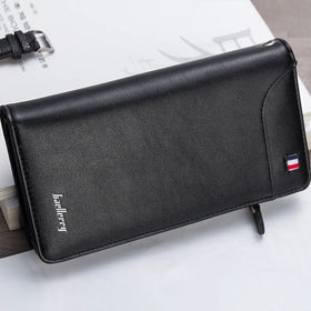 Wholesale for Vintage Men's RFID PU Leather Long Zipper Wallet with Polyester Lining SlimTravel Black Wristlet Phone Purse