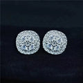 925 Sterling Silver Iced Out Full Pave D Color VVS Moissanite Square Stud Earrings for Men Women