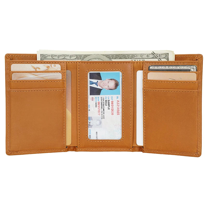 Slim Purse Wholesale Custom ID Credit Card Holder Trifold Wallet RFID Business Cardholder Leather Wallet