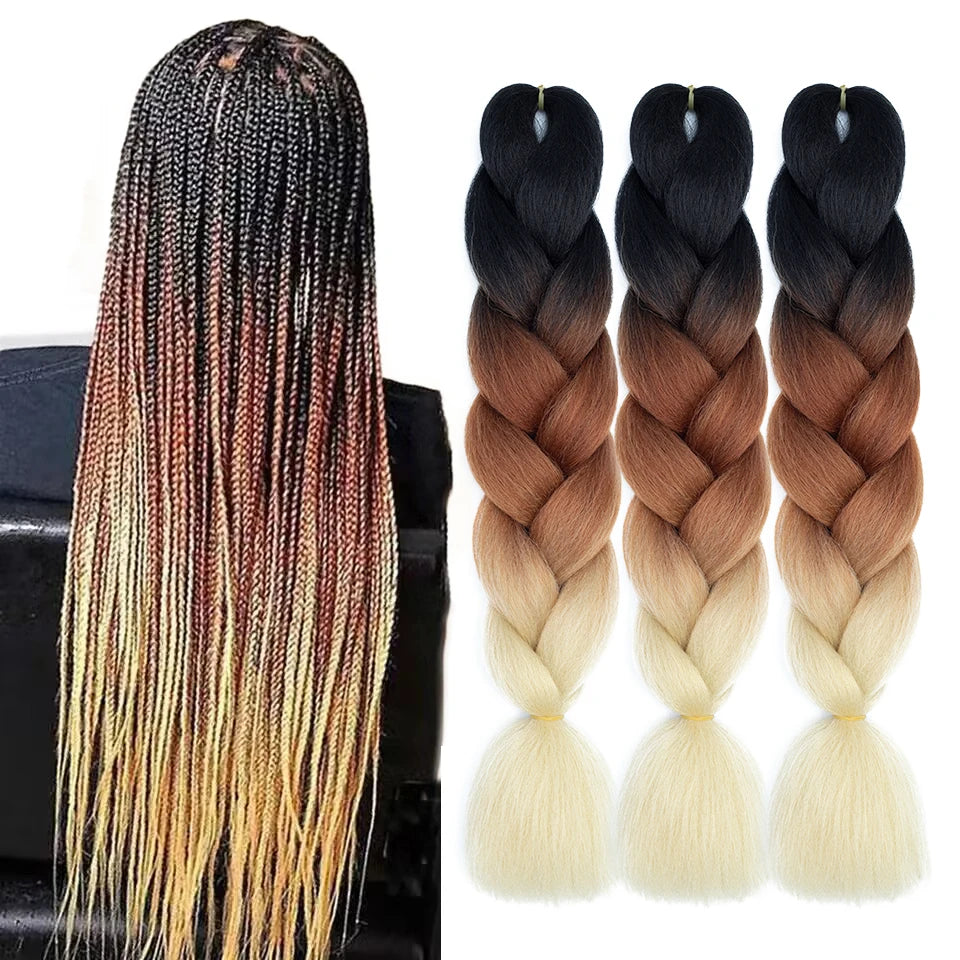 Hot Selling Yaki Jumbo Ombre Braiding Hair Wholesale 100g African Crochet Braids Hair 24 Inch Synthetic Braiding Hair Extensions