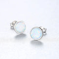 925 Sterling Silver Round Shape Earring Fashion Colorful Opal Stud Earrings Jewelry for Women