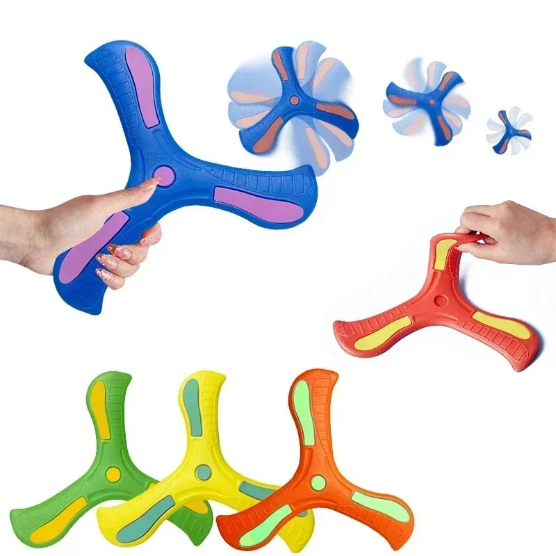 Interactive Flying Disc Toy for Adults Kids Soft Boomerang Three-Leaf Cross Design Decompression Puzzle Gift Made Plastic Foam