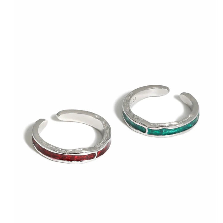 Fashion Silver Jewelry Creative Color  Glaze Irregular Delicate Openings Gold Plated Manual Enamel Ring for Women