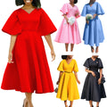 D3191 Latest Design Flare Sleeve V-neck Fashion a Line Party Dresses Women Evening Dresses Women Lady Elegant Dress