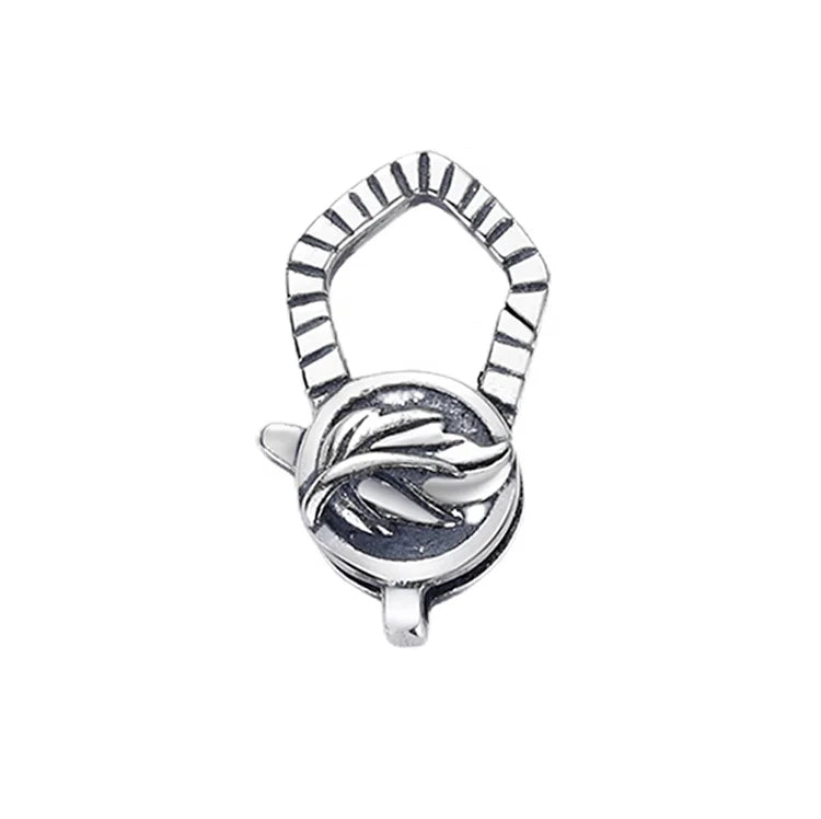 Oxidized Sterling Silver Leaves Shape Lobster Clasp 925 Jewelry Findings Suppliers Wonderfit Clasps