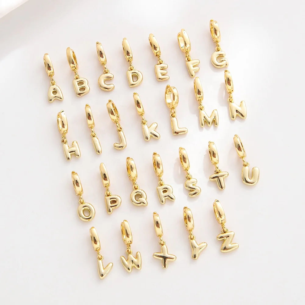 Initial Letter Alphabet Number Pendant DIY Clip on  Charms Necklace Bracelet 18K Gold Mini Bubble Letter Claps Pendant