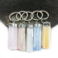 HZ Irregular Rectangular Electroplated Edging Hanging Chain of Natural Raw Mineral Crystal Key Ring Mixed Color Gypsum Stone Souvenirs Gift