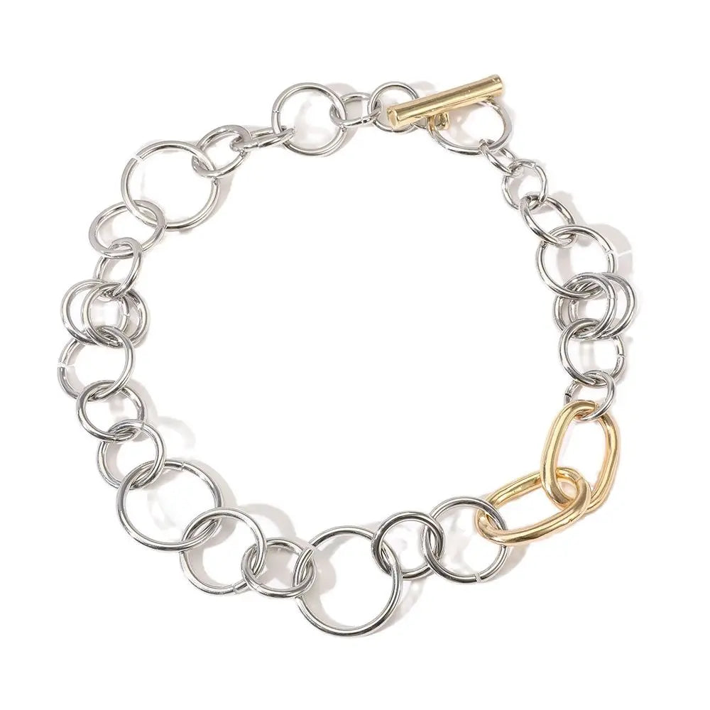 New Gothic Steel Chain Geometric Chunky Statement Necklace for Women Exaggerated Jewelry Female OT Clasp Chokers