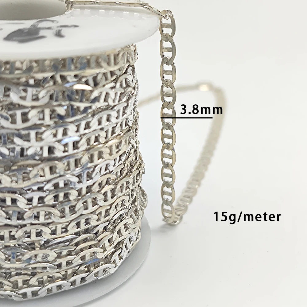 925 Silver Chain Fine Jewelry Plata 925 Al Por Mayor Flat Marina Chain Necklace Roll