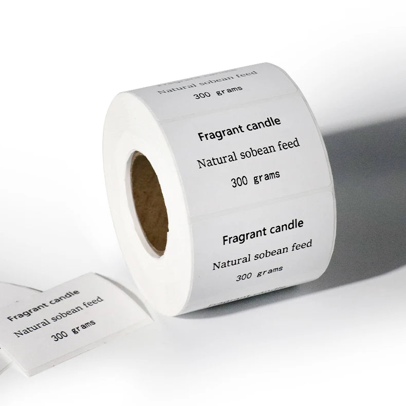 Elegant White Candle Labels for Glass Jars Tins - Custom Scent & Brand Details
